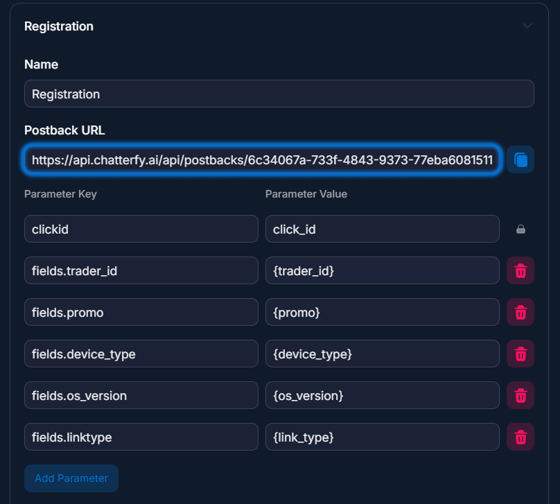 Prebuilt integration settings