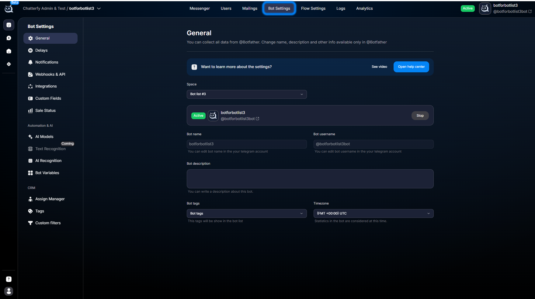 AI Recognition section