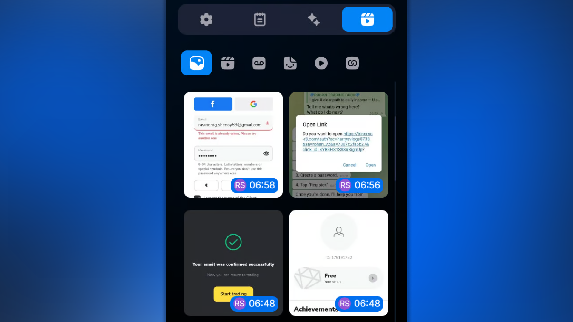 Client card on the right
