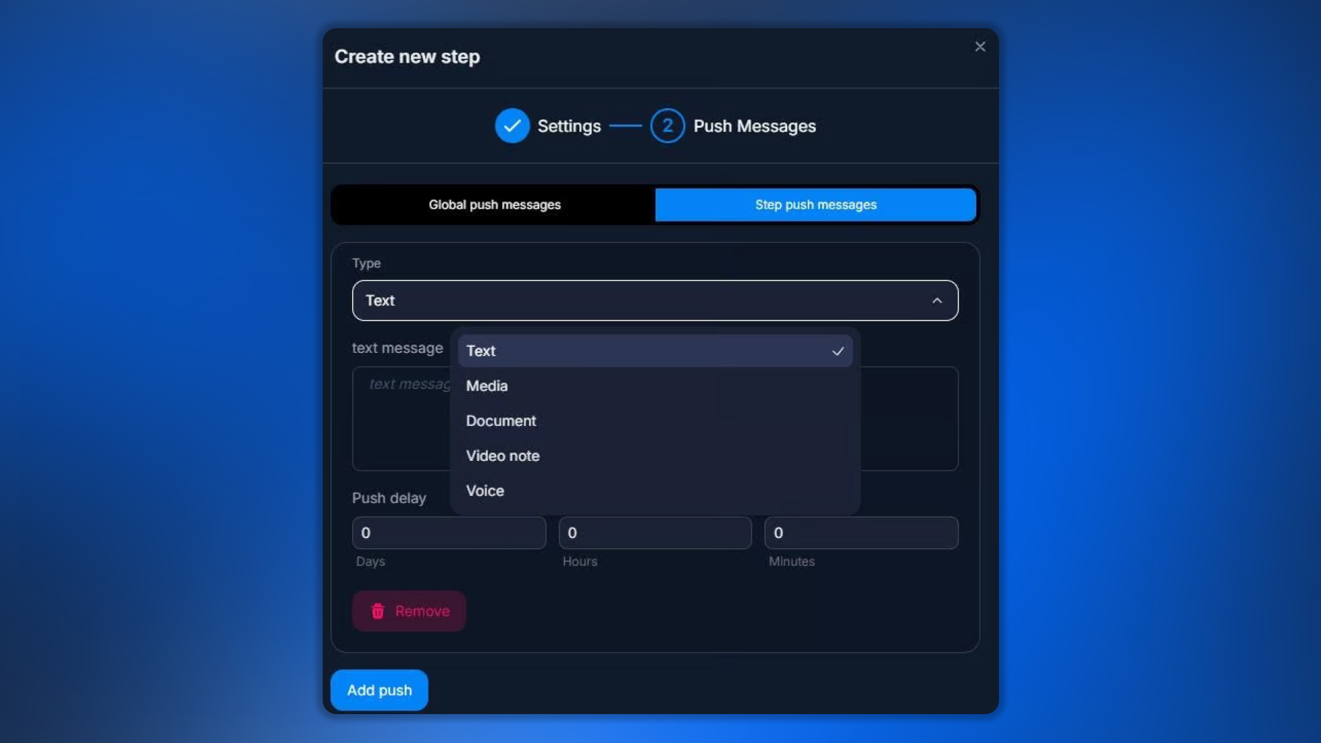 Push Messages контент