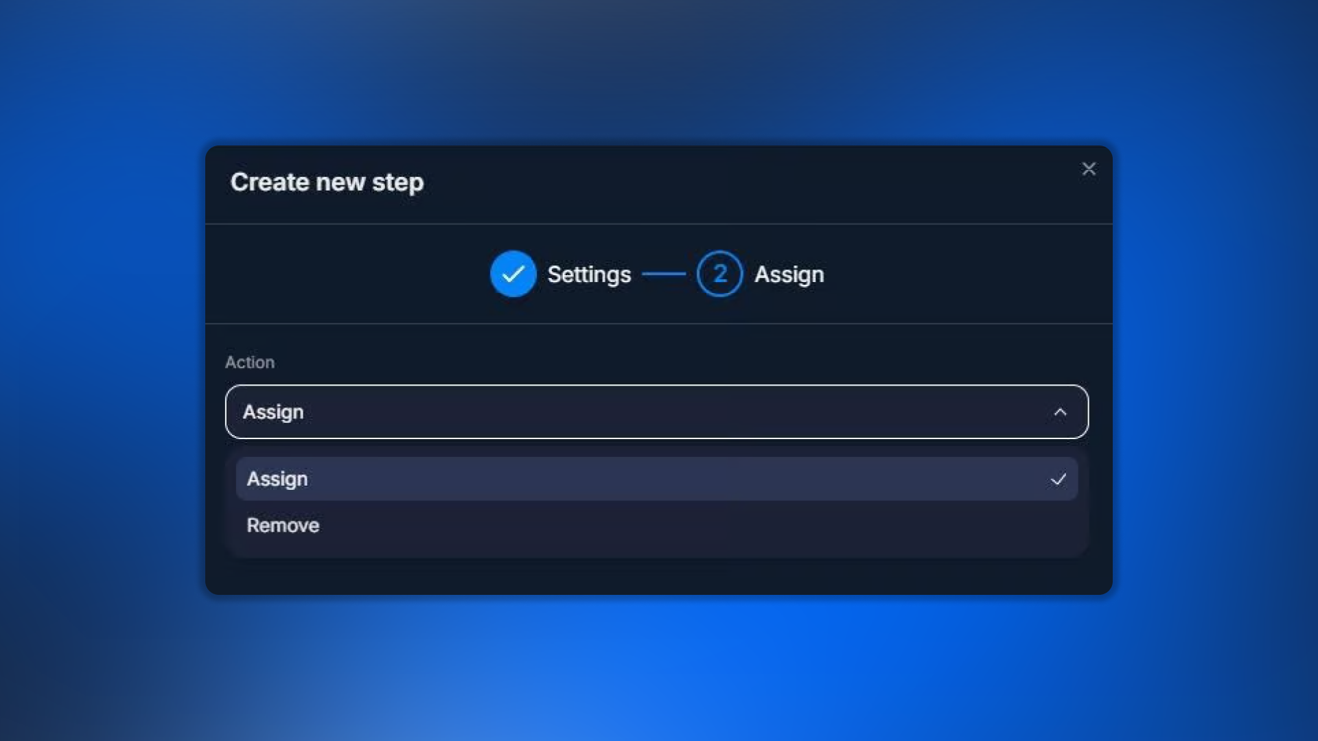 Assign action