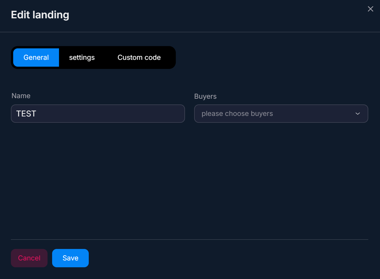 Default landing page