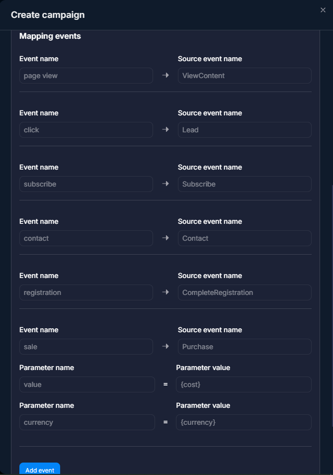 Mapping events block