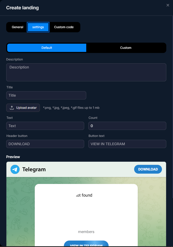 Settings section