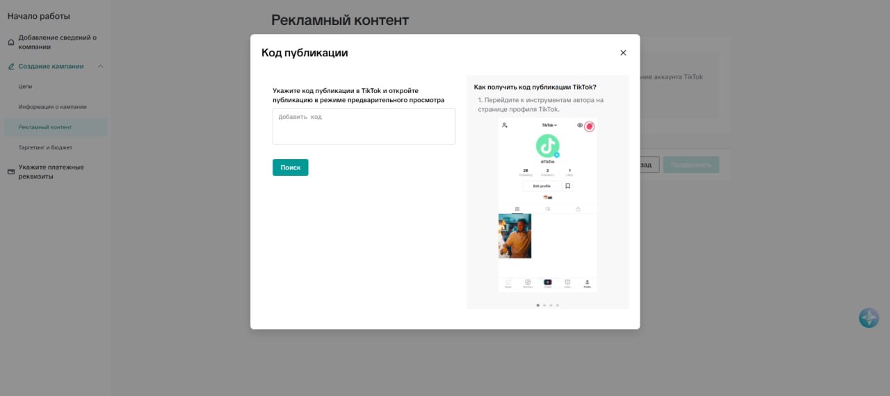Step 7. Searching for a post by ID in TikTok Ads