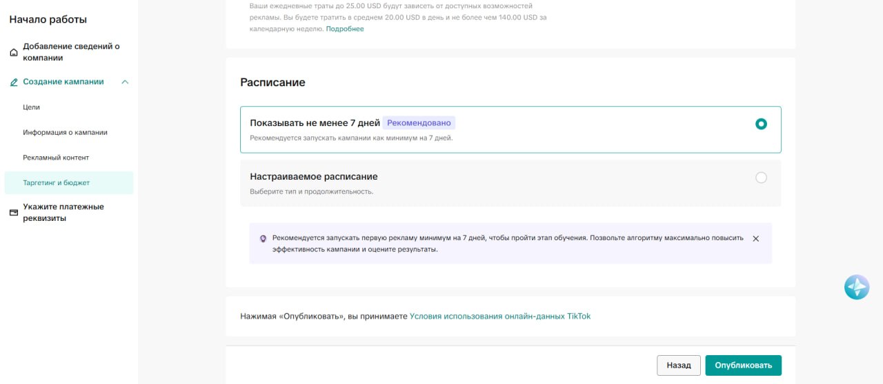 Step 17. Campaign schedule and publishing