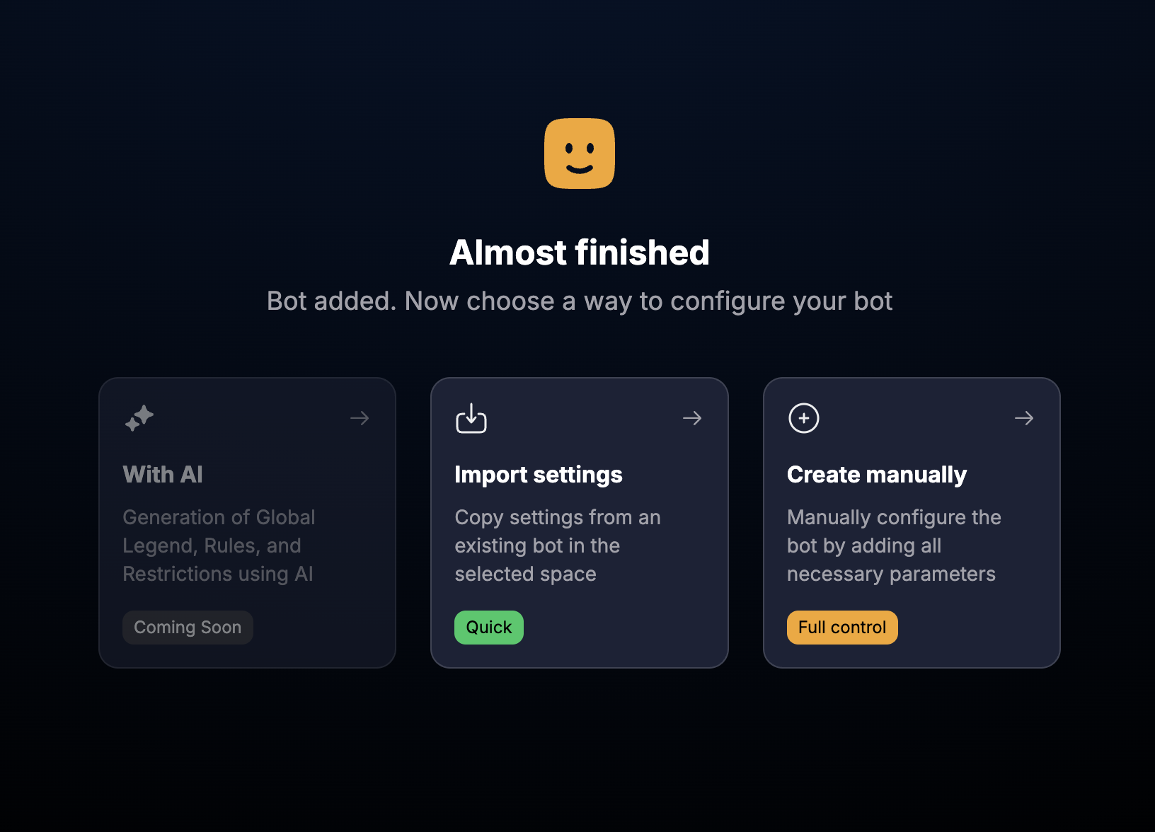 Choosing the bot configuration method