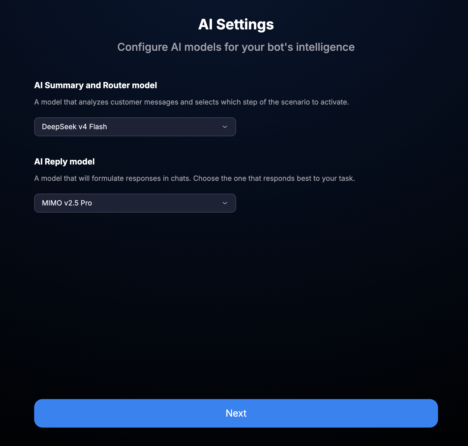 Selecting AI models